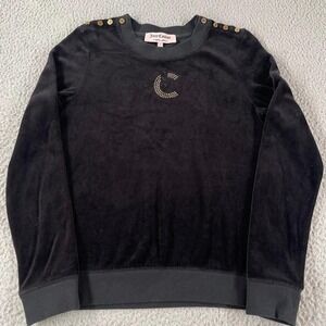 Vintage Juicy Couture black velvet sweatshirt womens medium crewneck Comfort